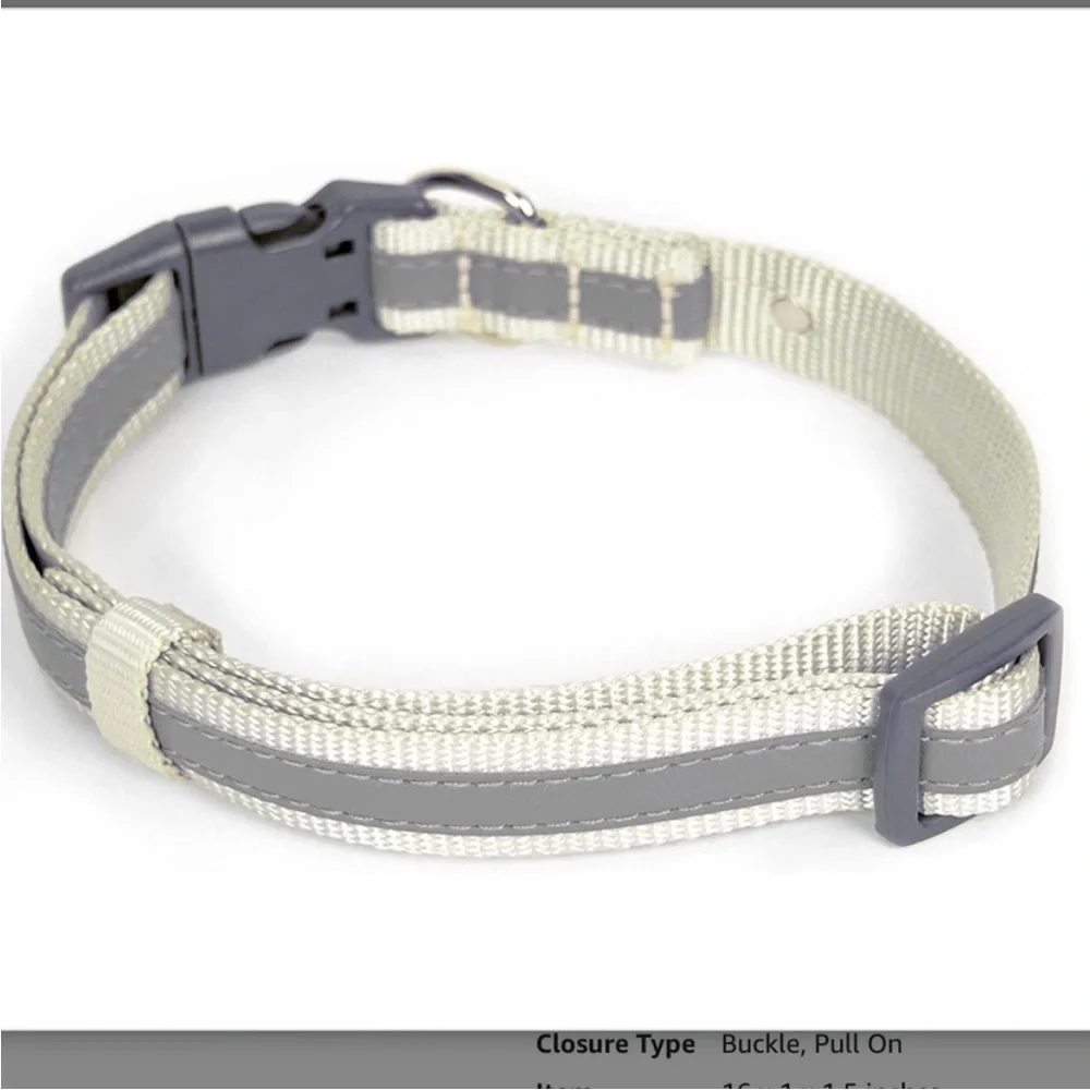 NWT Martha Stewart Adjustable Nylon Dog Collar Gray Various Sizes